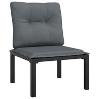 GARTENSTUHL Mit Kissen Schwarz Und Grau Poly Rattan - Schwarz/Grau, Kunststoff/Textil (55/68/62cm) - vidaXL
