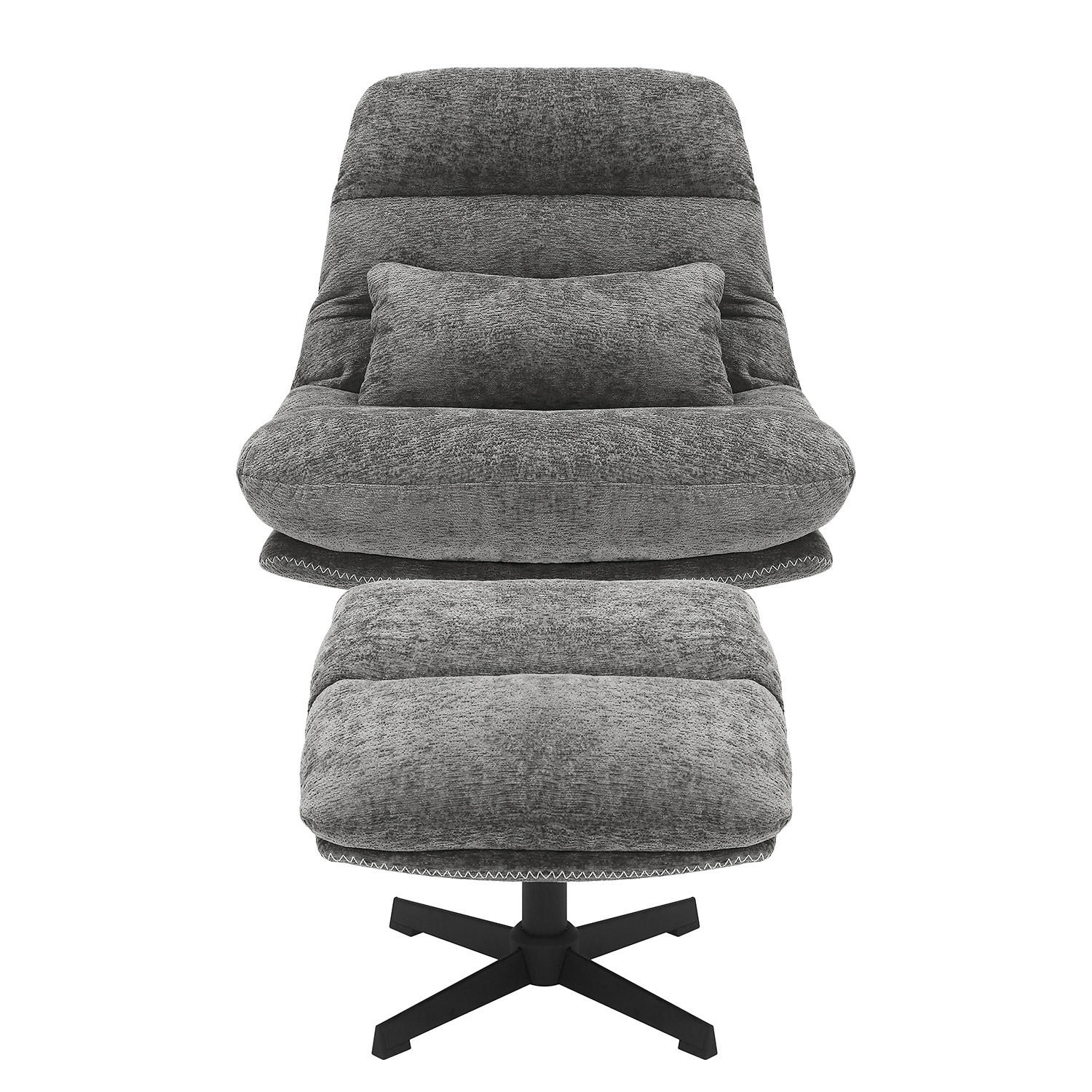RELAXSESSEL - Chenille - Schwarz/Grau, Textil/Metall (84/88/94cm) - home24
