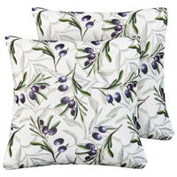 Gartenkissen 2er-Set Bunt 45/45 cm Tranqui - Multicolor/Weiß, Textil (45/12/45cm) - Beliani