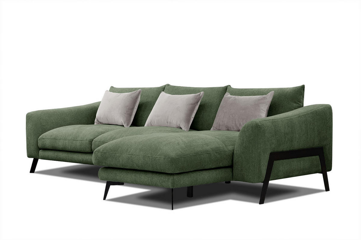 ECKSOFA WINTER 4-Sitzer, dunkelgrün - Dunkelgrün/Schwarz, Holzwerkstoff/Textil (293/172cm) - Courtois Laville