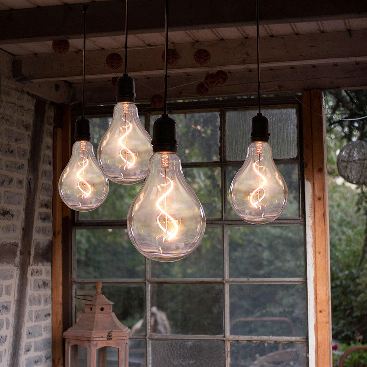 LED AUSSENHÄNGELEUCHTE Schwarz 4-Flammig - Schwarz, Kunststoff (150/11/50cm)