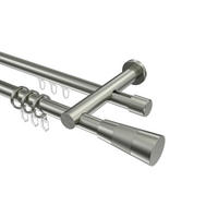 RUNDROHR-INNENLAUF-GARDINENSTANGEN-SET Platon Tanara 140 cm, 2-läufig, 20 mm Ø Edelstahl-Optik - Edelstahlfarben/Silberfarben, Metall (140cm) - INTERDECO