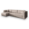 ECKSOFA OLVERA Beige Geflochtener Stoff mit Schlaffunktion - Beige, Holz (347/148cm) - MASSENO