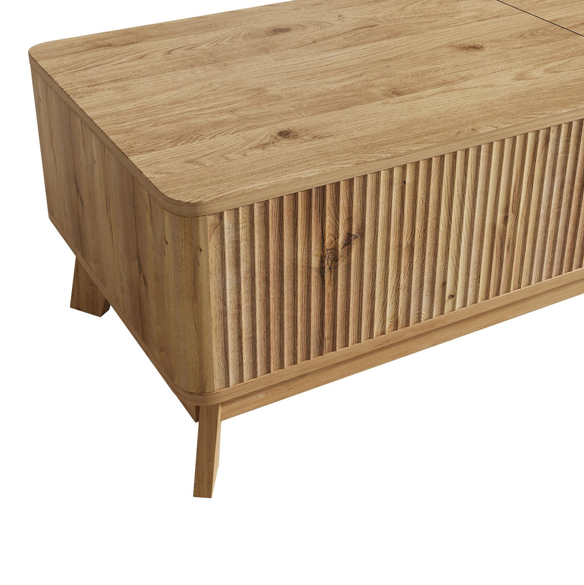 COUCHTISCH aus MDF 95x48x50 cm Natur mit Hubfunktion, Stauraum und offenem Seitenfach - Naturfarben, Holzwerkstoff (95/48/50cm) - IVMEU
