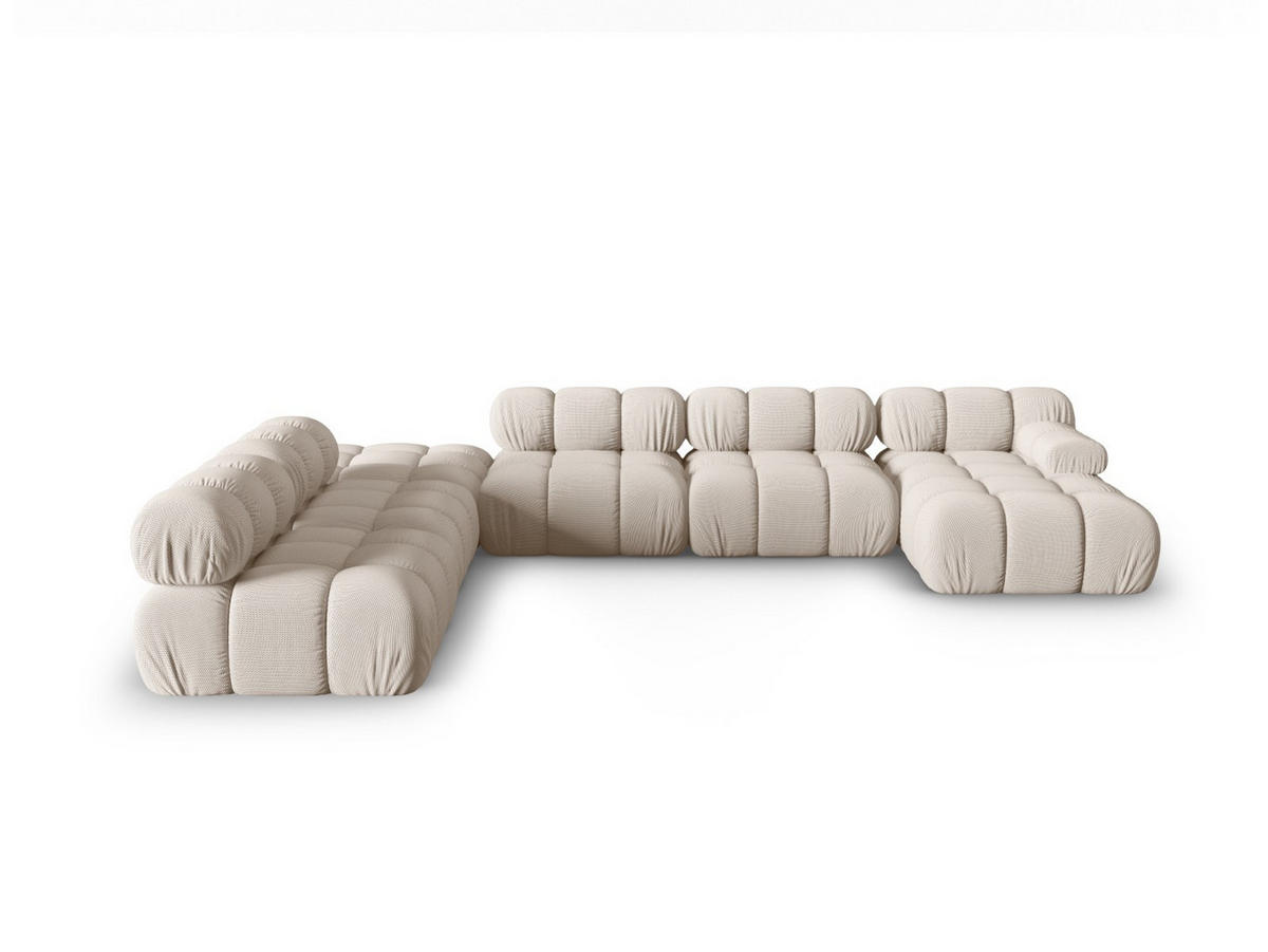 PANORAMASOFA modular links Bellis aus 3D-Stoff leichtes beige 7 Sitzplätze - Creme, Textil (282/70/376cm) - Micadoni