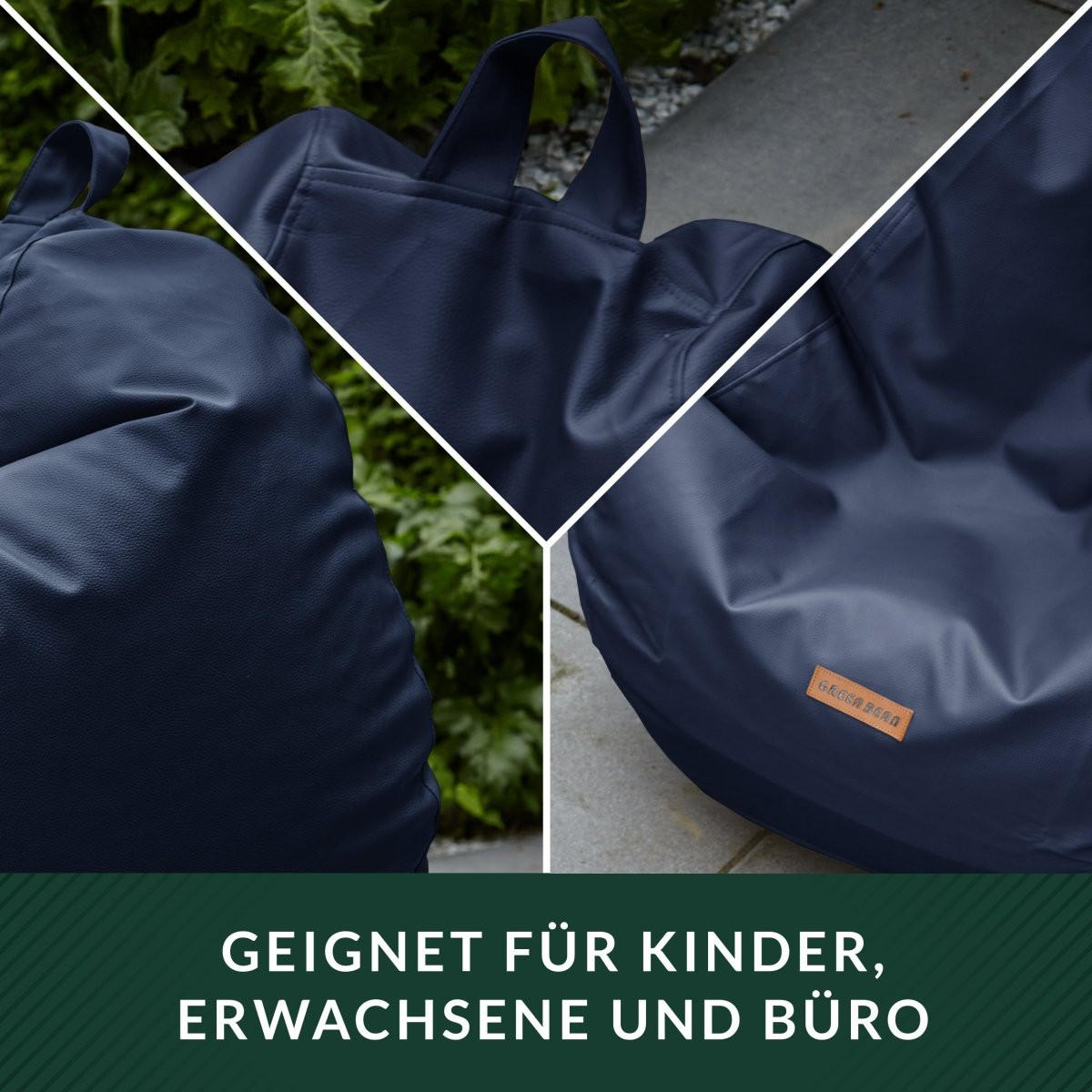 INDOOR SITZSACK Scoop Kunstleder - Dunkelblau, Textil (90/70/70cm) - Green Bean