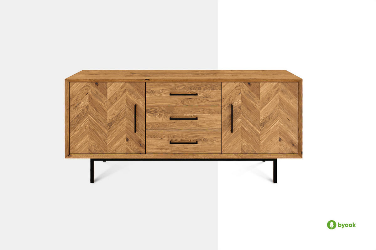 KOMMODE BREIT LEON Wildeiche - Wildeiche, Holz (144/65/45cm) - byoak