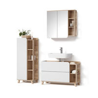 KOMPLET KOPALNIŠKEGA POHIŠTVA Marano, Sonoma/Bela, 3-delni - bela/hrast sonoma, leseni material (100/65/35cm) - Livinity®