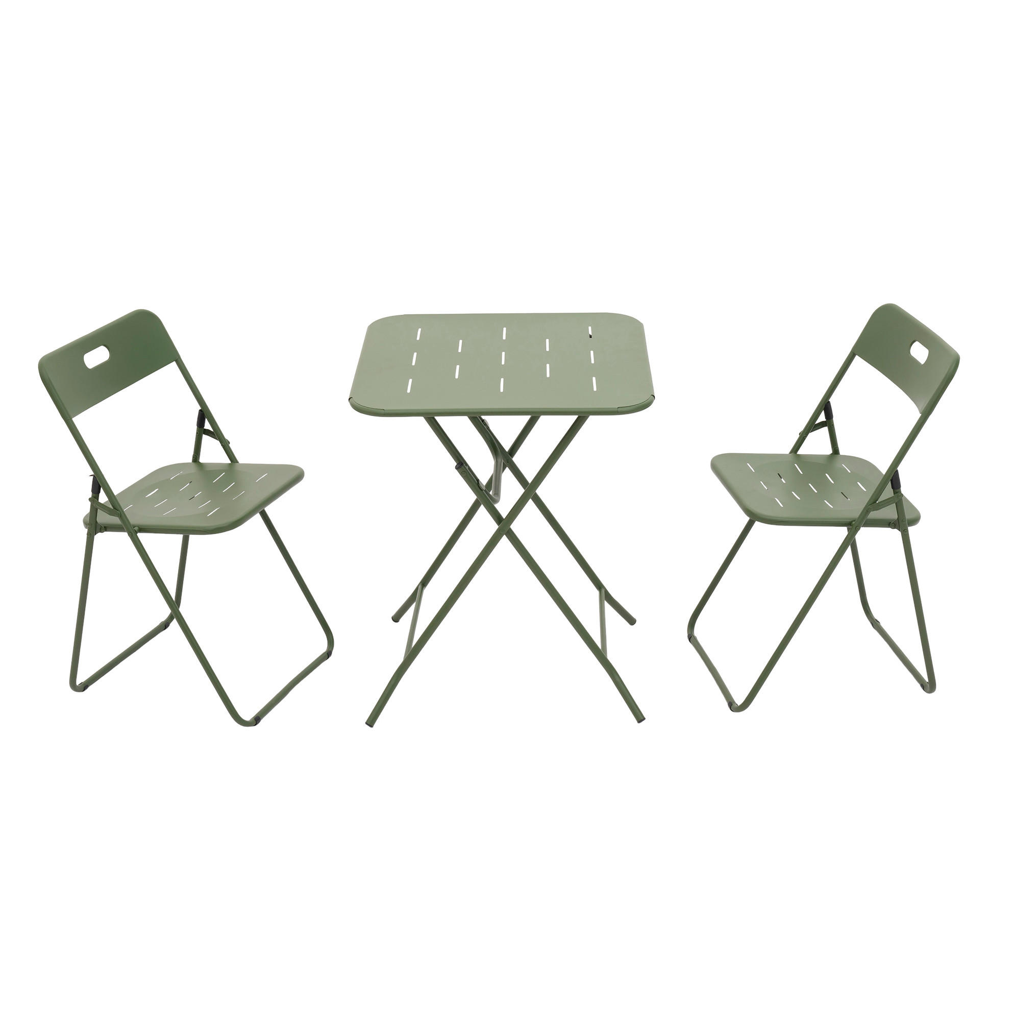 Modfu ZAHRADNÍ bistro set z oceli 60x60x73 cm zelený skládací, 2 židle a stůl s ochrannou povrchovou úpravou