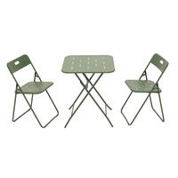 GARTENSET aus Stahl 60x60x73 cm Grün klappbar, 3-teilig und pflegeleicht - Grün, Metall - Modfu
