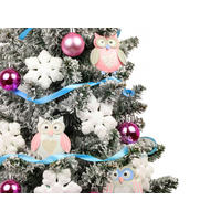 WEIHNACHTSBAUM künstlicher 60 cm mit LED-Beleuchtung, EULCHEN, mit 38 Weihnachtsbaumschmuck, Pflanztopf mit Jutesack - Blau/Pink, Kunststoff/Stein (40/60cm) - LAALU