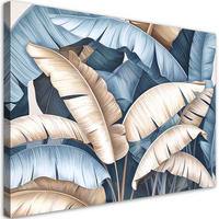 BILDER, Tropische Bananenblätter Natur Pflanzen - Blau, Textil (100/70cm) - Feeby