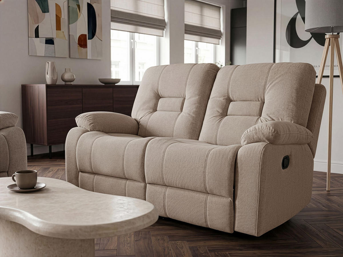 SOFA manuell verstellbar 2-Sitzer Stoff Taupe Bergen - Taupe, Textil (146/101/73cm) - Beliani