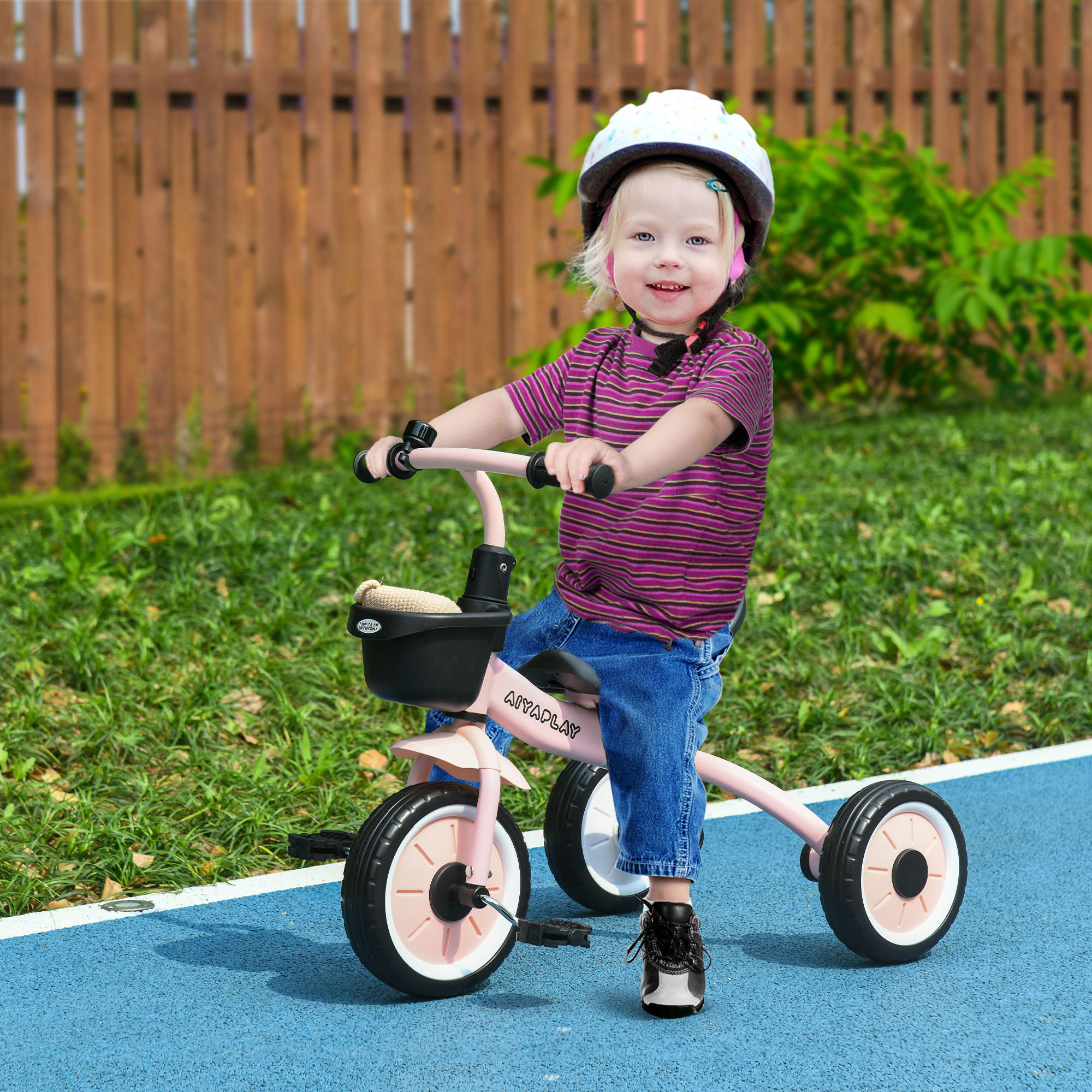 KINDERDREIRAD, Blau/Weiß/Roa, Metall+ EVA - Rosa, Metall (70.5/53/58cm) - AIYAPLAY