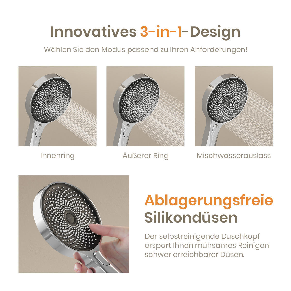 ÜBERKOPFBRAUSESET mit Thermostat Runde Überkopfbrause Vielseitig Chrom - Chromfarben, Metall (35.5/110/40cm) - EMKE