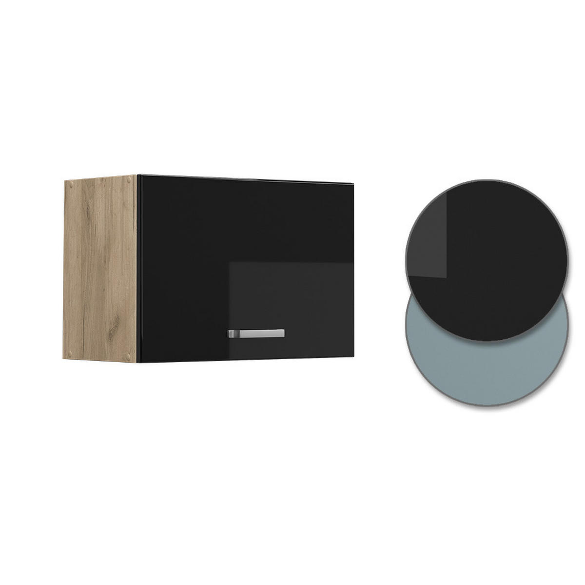 HÄNGESCHRANK R-Line Schwarz Hochglanz 60 cm Flach - Honigeiche/Schwarz Hochglanz, Holzwerkstoff (60/40/31cm) - Vicco