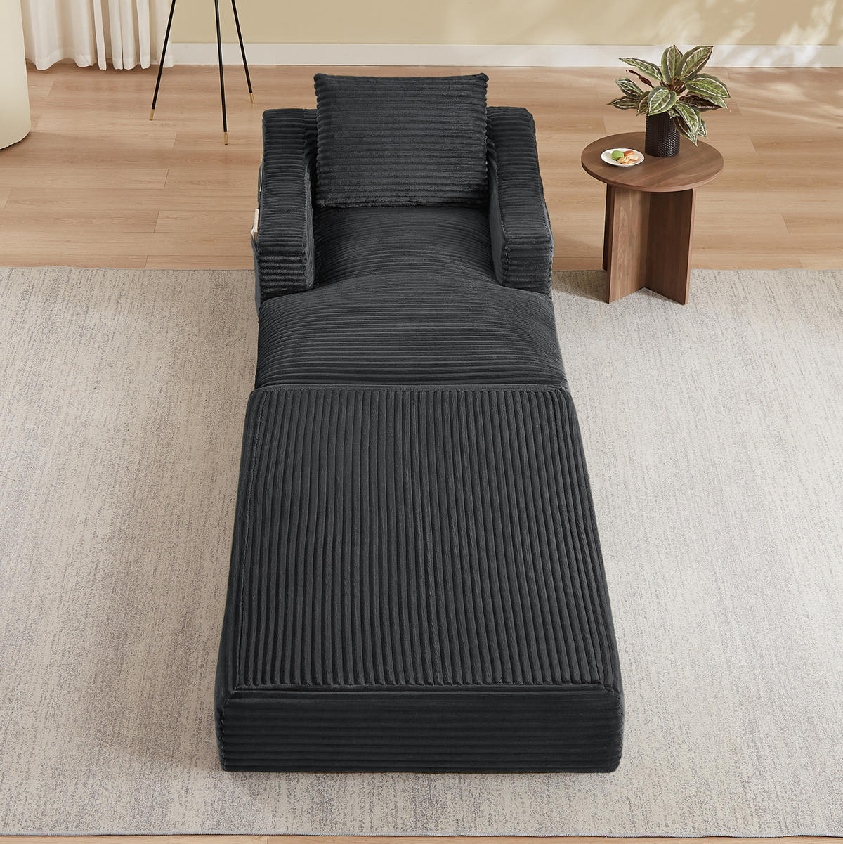 LOUNGESESSEL mit Doppelschicht-Design Cord Dunkelgrau - Dunkelgrau, Textil (162/68/100cm) - Meubliv