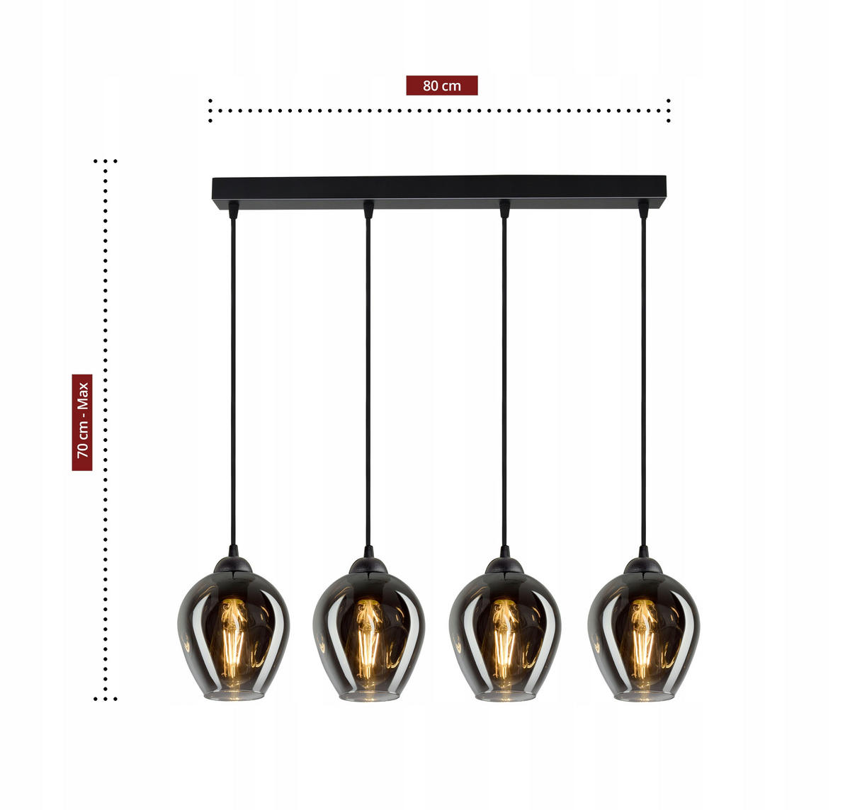 PENDELLEUCHTE Hegel - Transparent/Anthrazit, Glas/Metall (15/65/80cm) - kiki design