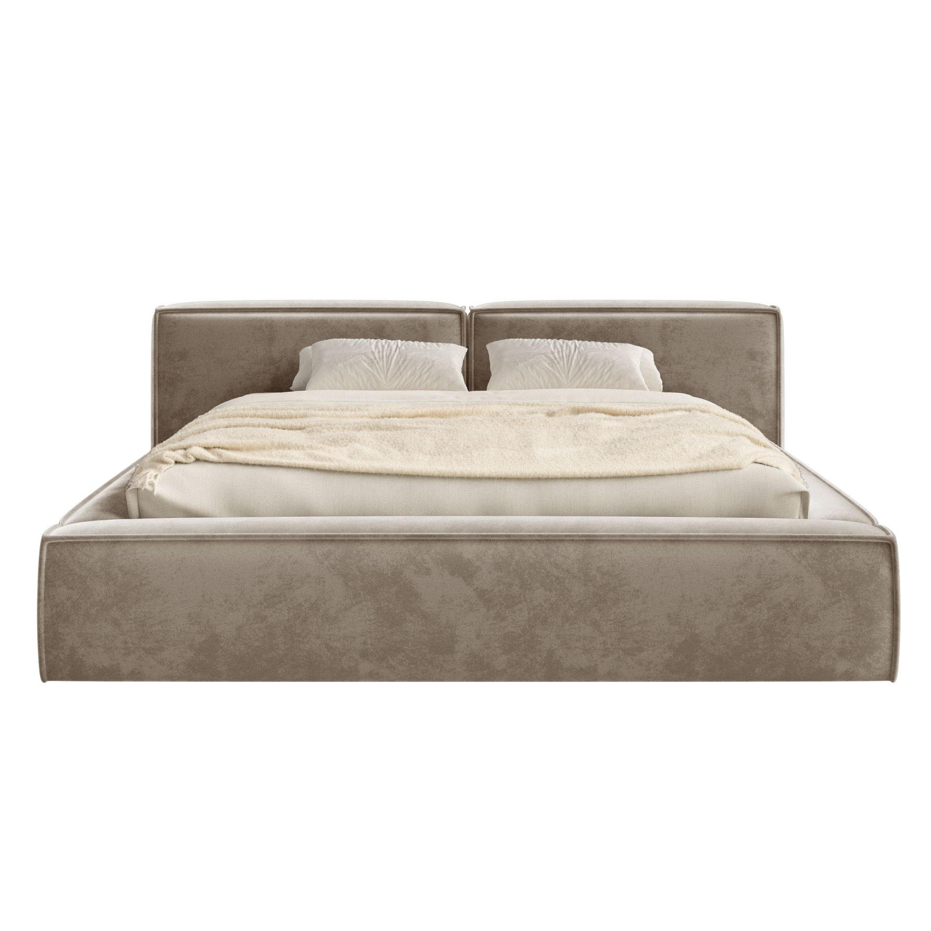 POLSTERBETT Tilves Low Hellbraun 200x200 cm - Hellbraun/Schwarz, Kunststoff/Textil (200/200cm) - Selsey