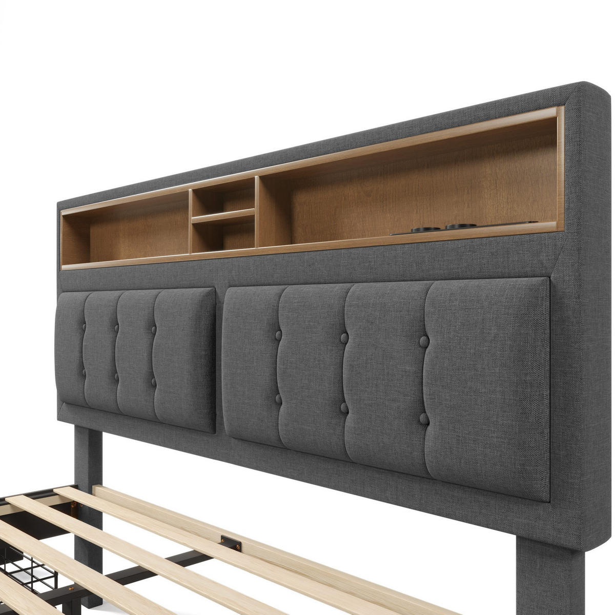 POLSTERBETT 4 Schubladen Höhenverstellbares Kopfteil 160×200cm - Grau, Textil (160/200cm)
