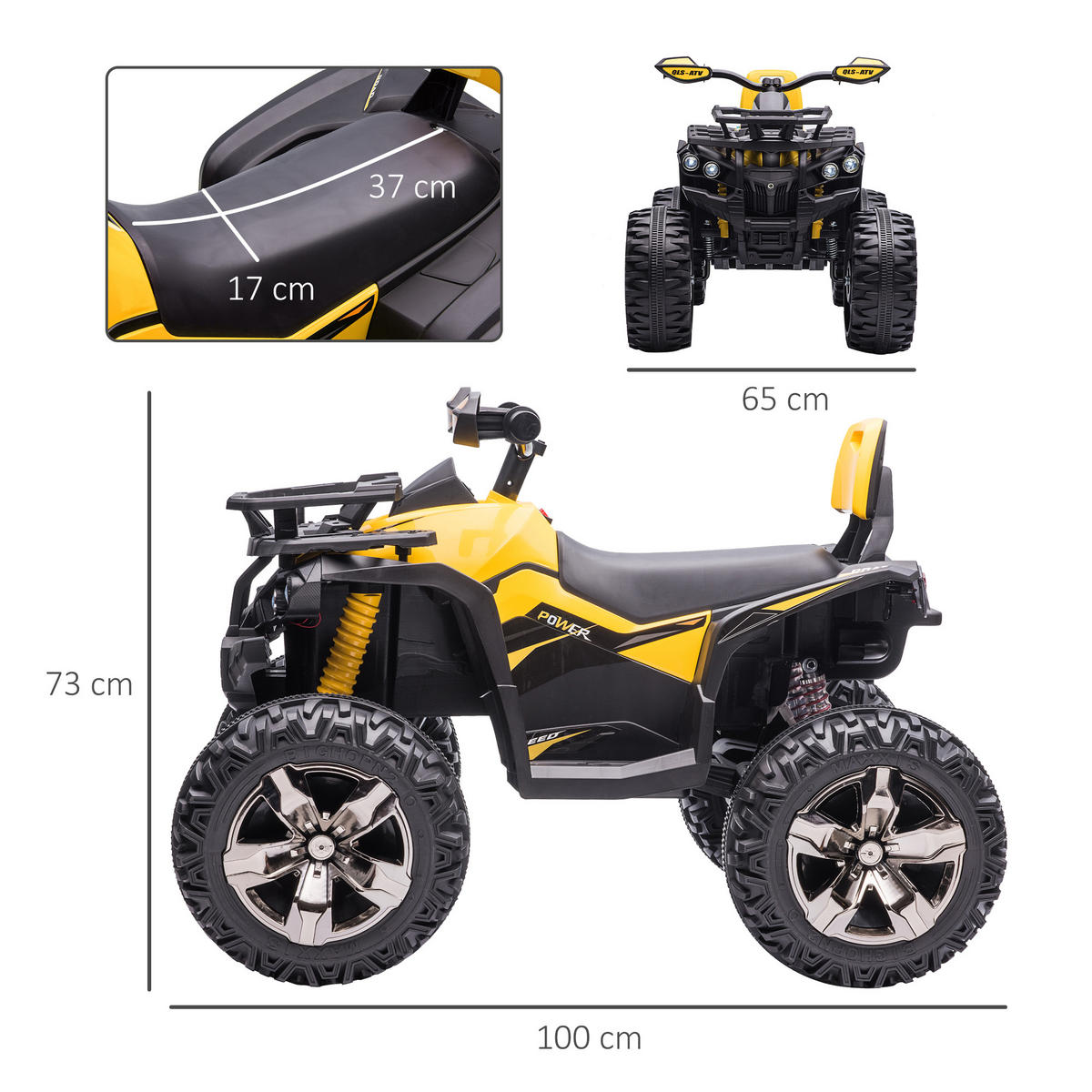 MINI ELEKTRO-QUAD KINDER, Rot/Gelb, Eisen+ Kunststoff - Gelb, Metall (100/65/73cm) - HOMCOM