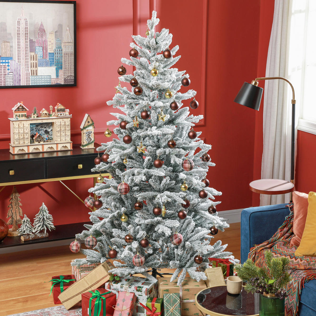 WEIHNACHTSBAUM DE-41536 Schneebedeckt 180 cm, formbare Äste Grün - Grün, Kunststoff (180cm) - ComfortXL