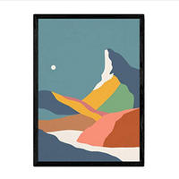 POSTER Nachtberg Und Tag A4 Schwarzer Rahmen - Schwarz, Papier (29.7/5/21cm) - Nacnic