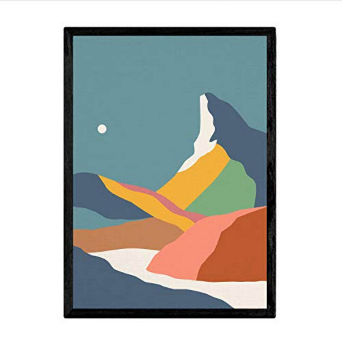 POSTER Nachtberg Und Tag A4 Schwarzer Rahmen - Schwarz, Papier (29.7/5/21cm) - Nacnic