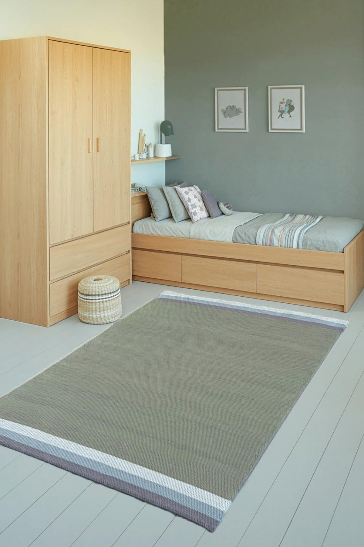 TEPPICH aus recycelter Baumwolle handgewebt grün - Grün, Naturmaterialien (120/170cm) - AFK Living