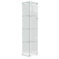 VITRINE Glas LED, Einzeltür, 4 Regale, mit Schloss - Weiß, Holz (35/163/39.8cm)