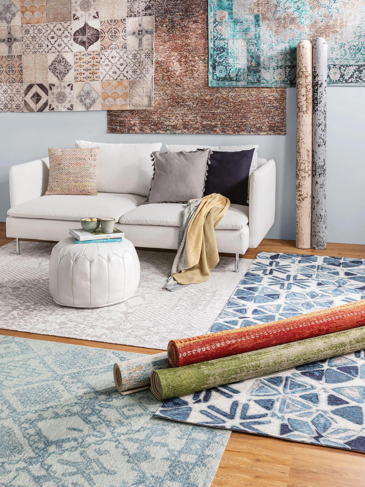 FLACHGEWEBETEPPICH Tosca Blau 195x285 cm - Blau, Textil (195/285cm) - benuta Pop