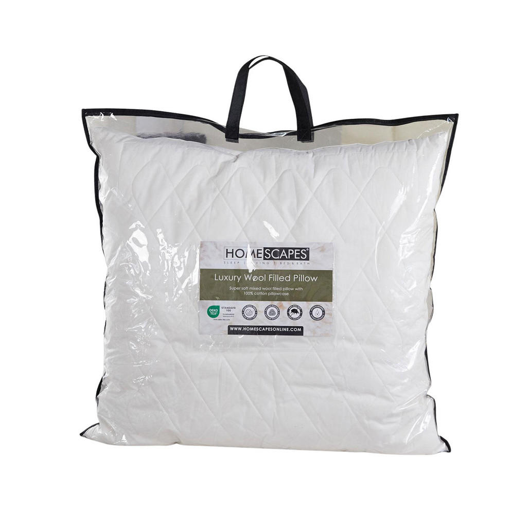 Thumbnail - Homescapes Schurwolle-Kissen, Weiß, Textil, Füllung: Schafschurwolle, Quadratisch, 65x65 cm, Oeko-Tex®, Schlaftextilien,...