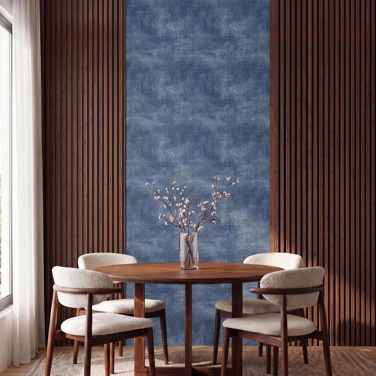 TAPETE - Leinen - Textur - Muster - Denim - Rustikal - 100x240 cm - Blau, Papier (100/240cm) - OnlyWow