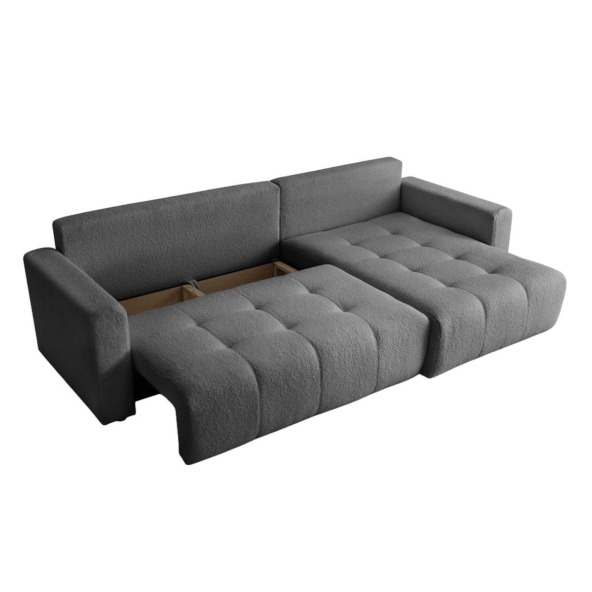 ECKSOFA WALONGO mit Schlaffunktion, Grau - Dunkelgrau, Textil (261/143cm) - Fedve