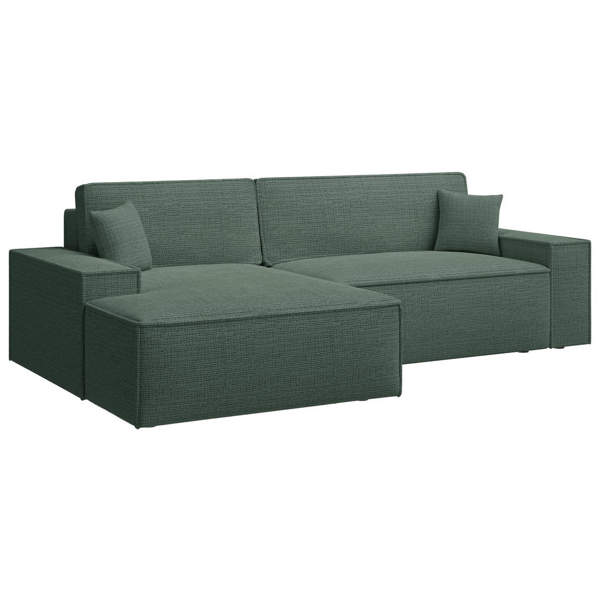 ECKSOFA Farese New Salbeigrün Chenille - Salbeigrün/Schwarz, Kunststoff/Textil (267/167cm) - Selsey