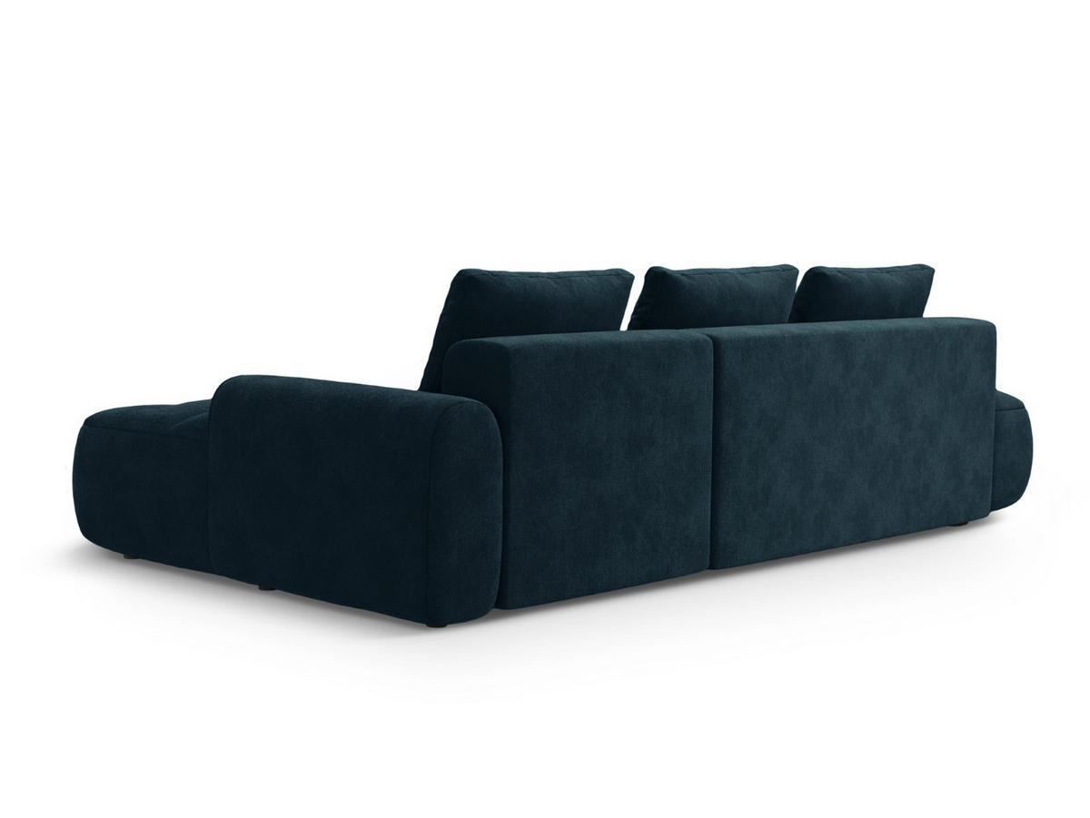 AUSKLAPPBARES-ECKSOFA rechts mit Container Linz aus Samt petrol 3 Sitzplätze - Petrol, Textil (142/275cm) - Cosmopolitan Design