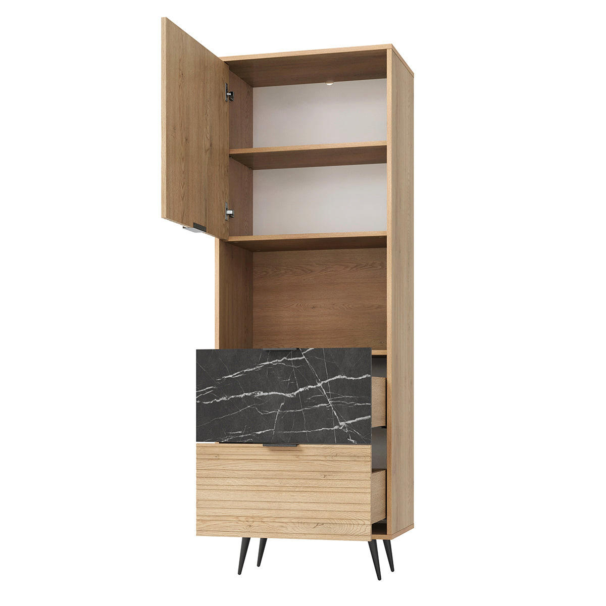VITRINE Luka Holz und Schwarz - Braun, Holzwerkstoff (62.5/180/40cm) - Petits-meubles