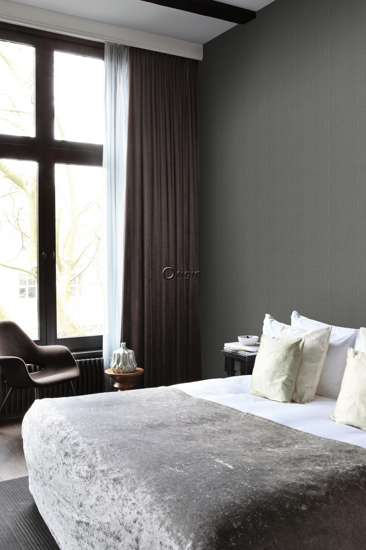 TAPETE Gewebeoptik 53 cm x 10.05 m - Grau, Papier (53/1000cm) - Origin Wallcoverings