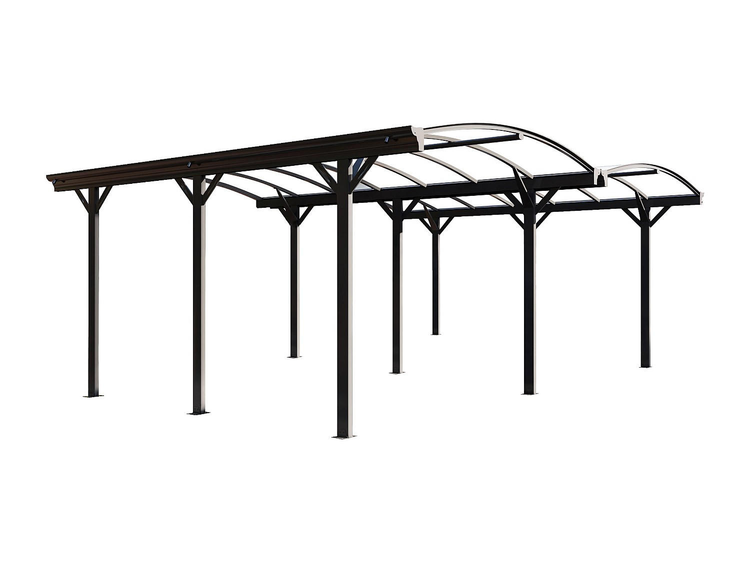 FREISTEHENDES Carport - 2 Personen - plastik - anthrazitgrau Baresa - Anthrazit, Kunststoff/Metall (370/210/574cm) - Vente-Unique