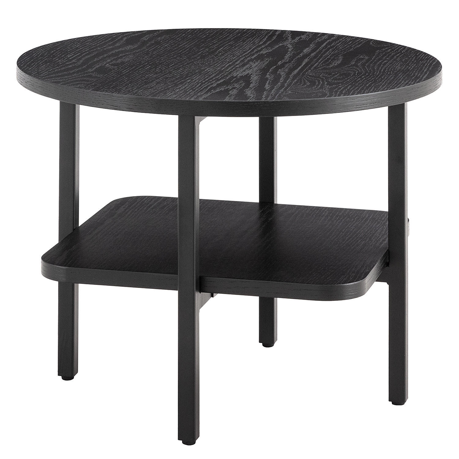 BEISTELLTISCH - Echtholzfurnier / Metall - Eichefarben, Holzwerkstoff/Metall (50/50/40cm) - home24