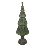 FIGUR Santa Lila Grün 12,5/12,5/38cm Polyresin - Grün, Kunststoff (15/42/15cm) - Mondex