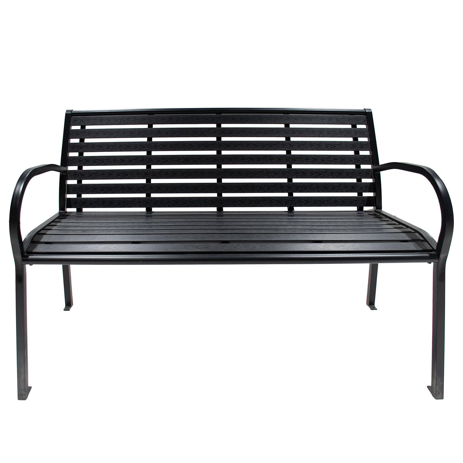 GARTENBANK - Stahl / Polywood - Schwarz, Holzwerkstoff/Metall (125/80/59cm) - home24