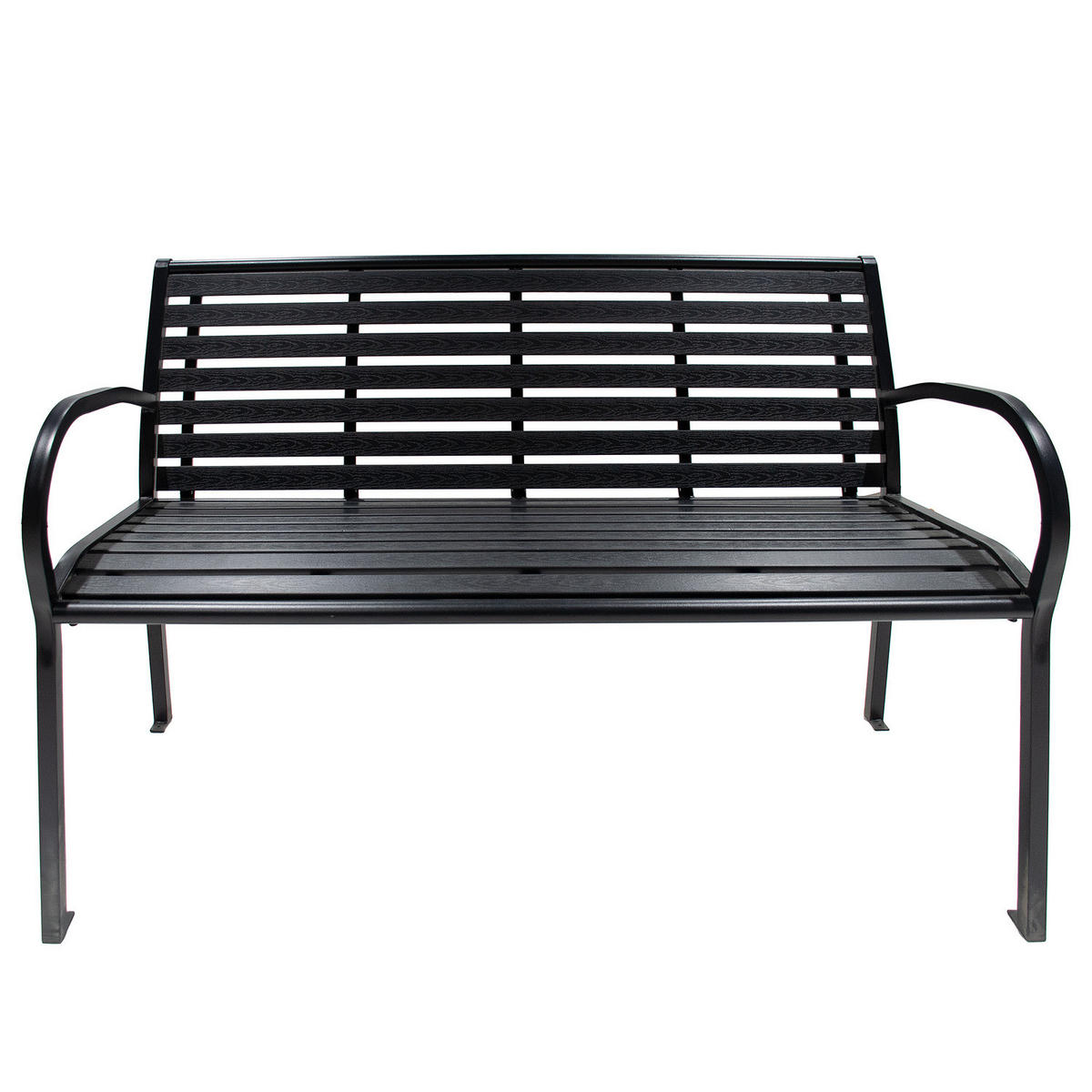 GARTENBANK - Stahl / Polywood - Schwarz, Holzwerkstoff/Metall (125/80/59cm) - home24