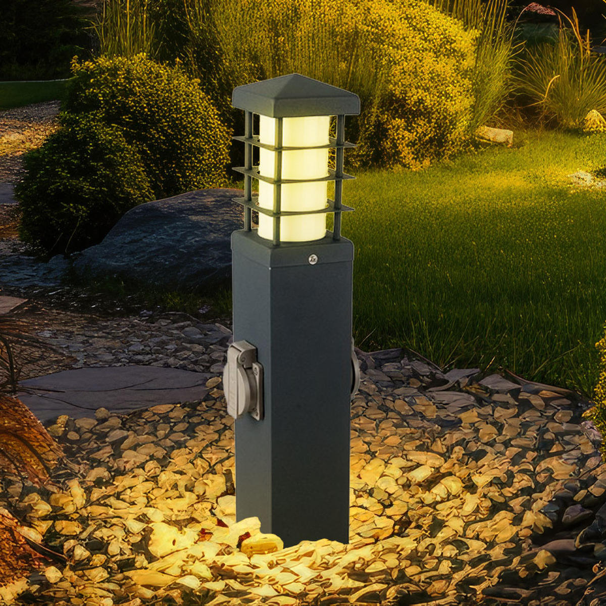 LED WEGELEUCHTE Edelstahl Anthrazit - Anthrazit, Metall (12.4/12.4/45cm)