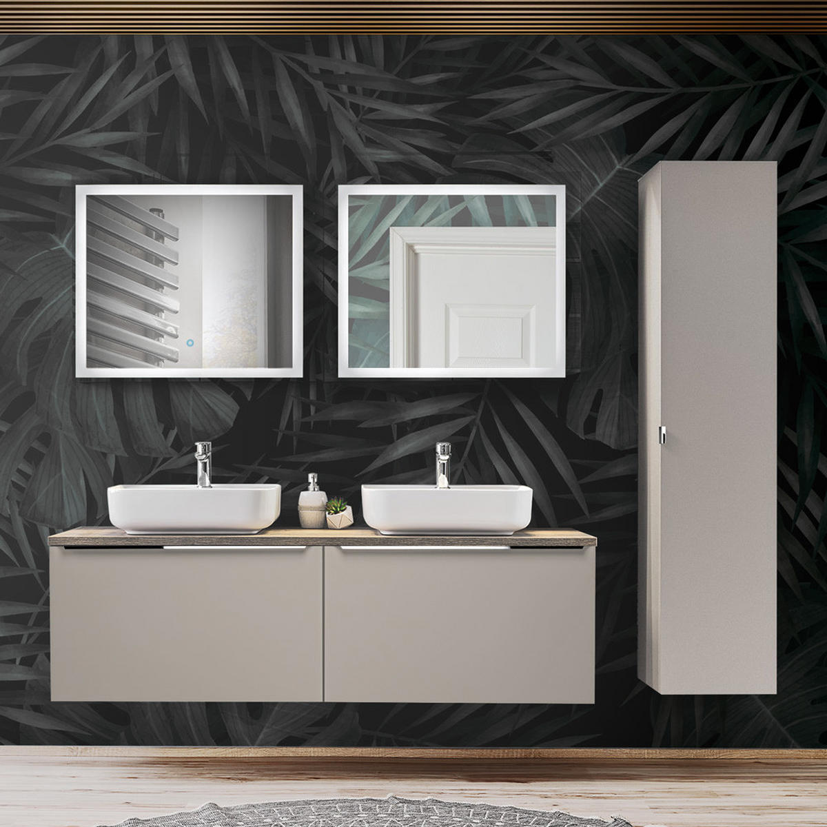 BADMÖBEL-SET 10-TLG. Puebla-56 - Beige, Holzwerkstoff (170/200/46cm) - Lomado