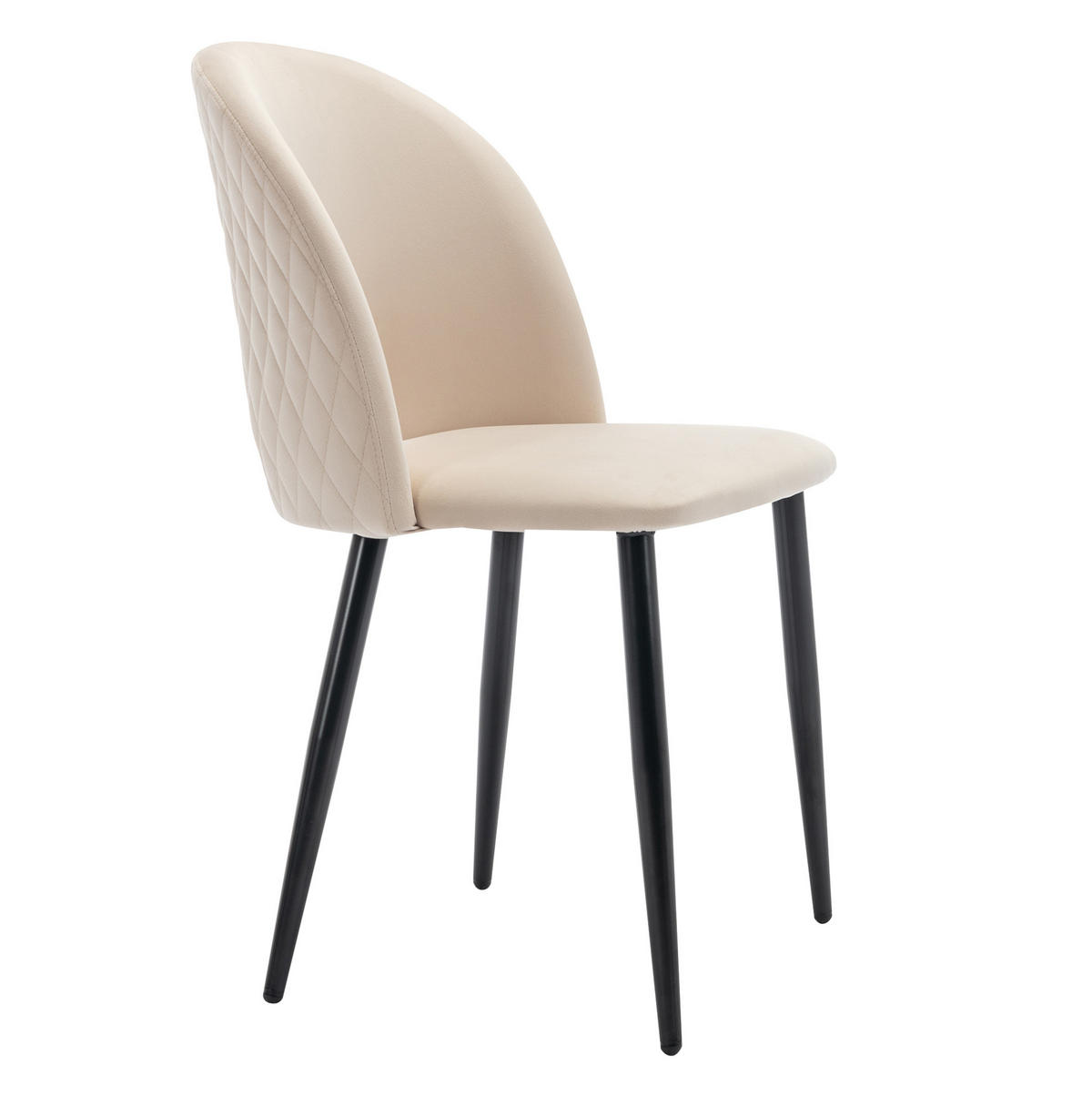POLSTERSTUHL mit Rückenlehne Samt Beige - Beige, Metall (44/84/47.1cm) - Meubliv