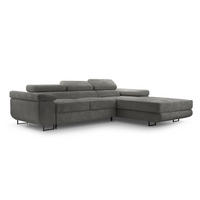 ECKSOFA NOLA Grau L - Rechts Cord - Schwarz/Grau, Textil/Metall (280/203cm) - Luxkor24
