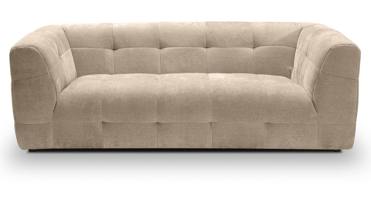 SOFA beige Strukturstoff, Couch 2,5-Sitzer 217 cm mit Steppoptik - Beige, Holz/Textil (217/72/96cm) - Inn.Furn