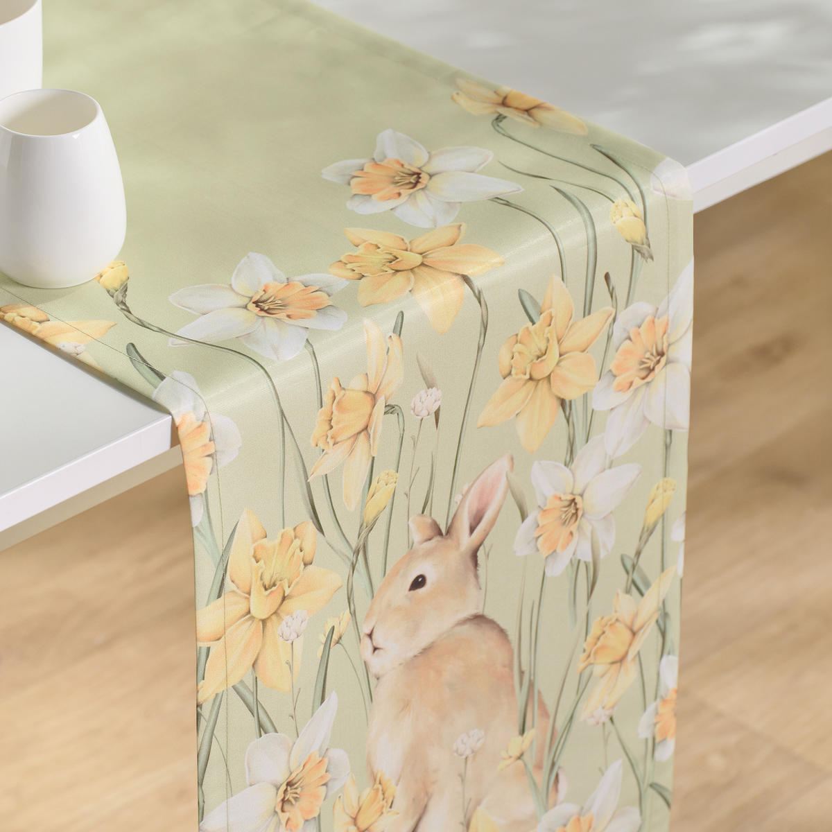TISCHLÄUFER Daffelisbunny - Hellgrün, Textil (180/35/1cm) - home&you