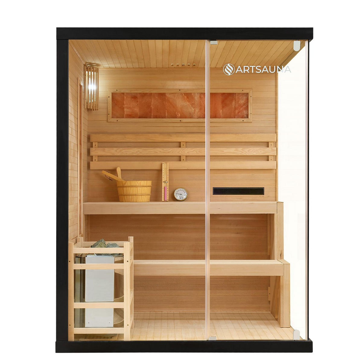 SAUNA Vantaa 150 x 140 cm mit 4,5 kW Saunaofen - Naturfarben, Holz (140/190/150cm) - Artsauna